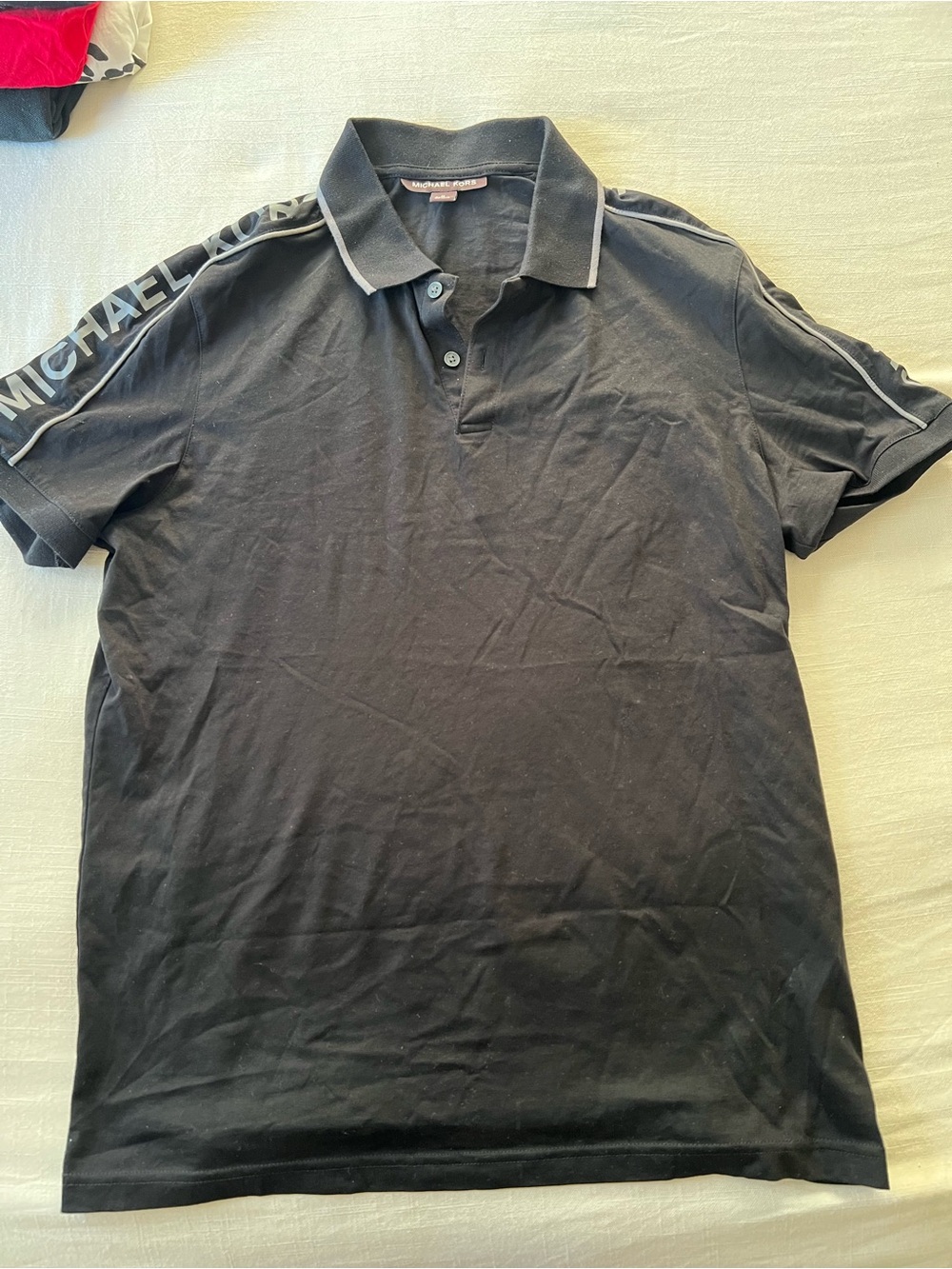 Michael Kors Black Polo with Contrast Shoulder Branding